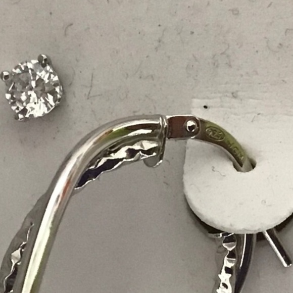 BRILLIANCE STERLING SILVER HOOPS AND CUBIC ZIRCONIA STUDS NWT - Picture 10 of 11